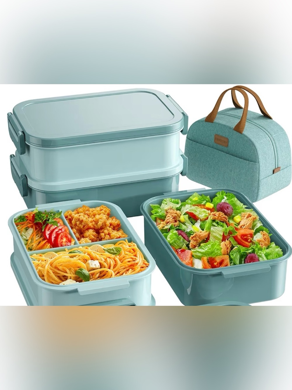 NEW Bento Lunch Box Set with Thermo Bag, Stackable Leak-proof 3-tiers Bento Box